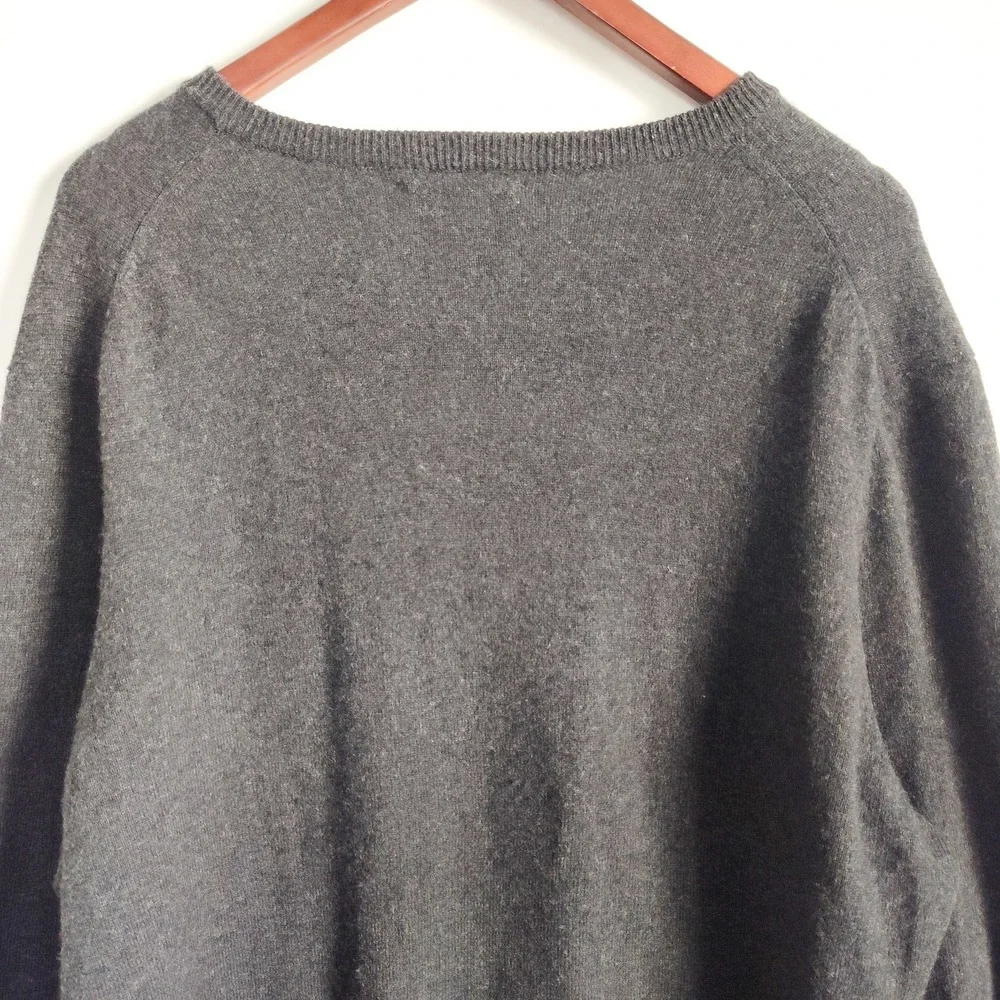 Club Room Sweater 100% Cashmere Size XL Mens V-Neck‎ Charcoal Gray Warm Preppy